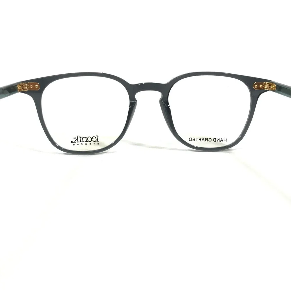 Iconik Eyeglasses Frames TYLER C2 Clear Blue Round Full Rim Horn Rim 52-18-145